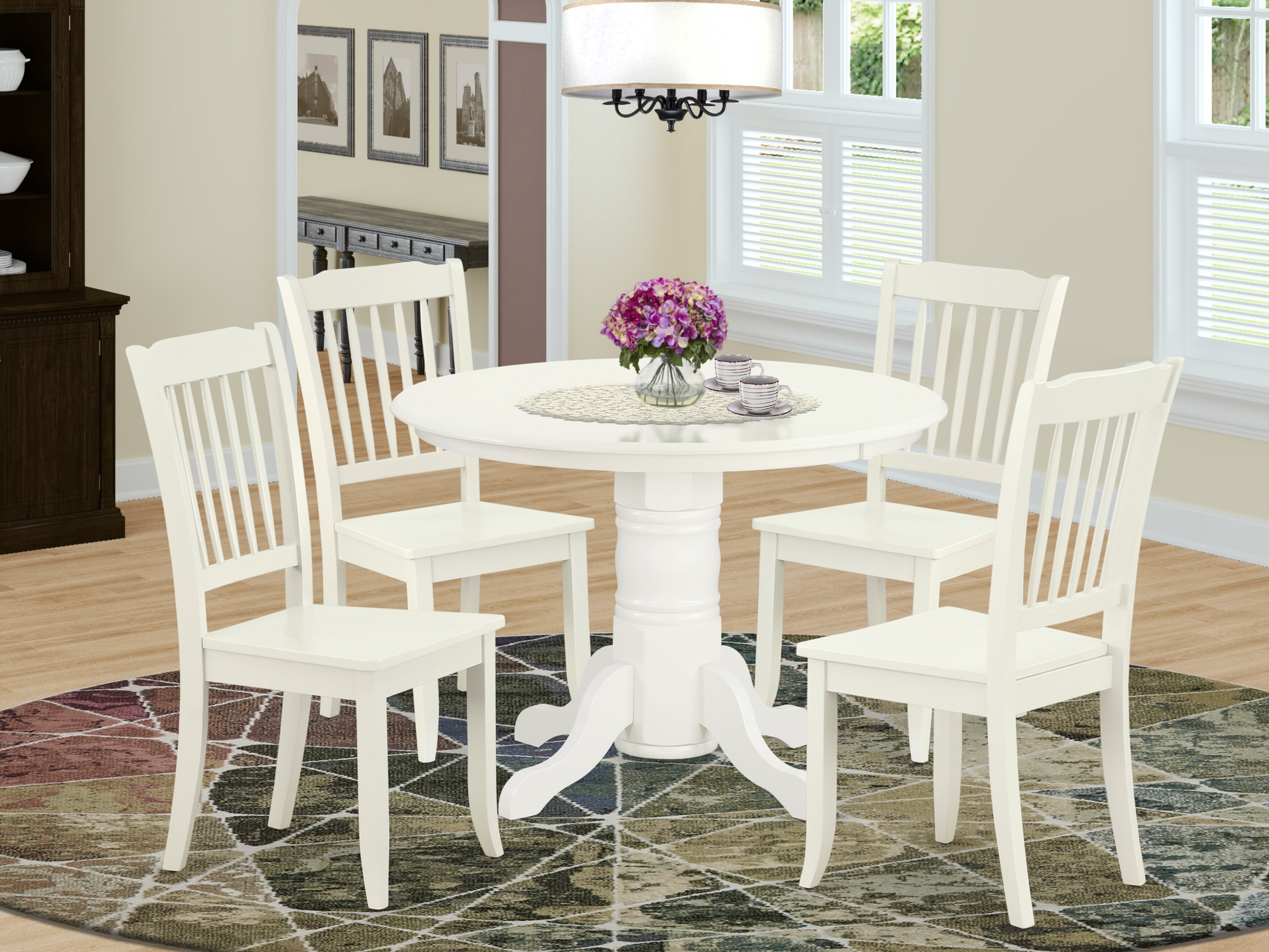 August Grove® Kutz 5 - Piece Solid Wood Pedestal Dining Set | Wayfair