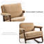 Chaise berçante d'appoint moderne rembourrée avec structure en bois, coussin à haute densité, coussin de siège amovible, coussin de dossier et d'accoudoirs