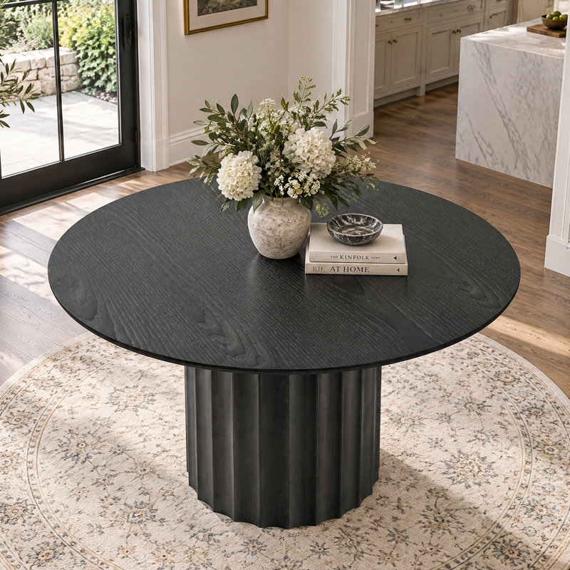Table de salle à manger en bois massif, H 30 po x L 52 po x l 52 po, Noir, noir, noir, noir