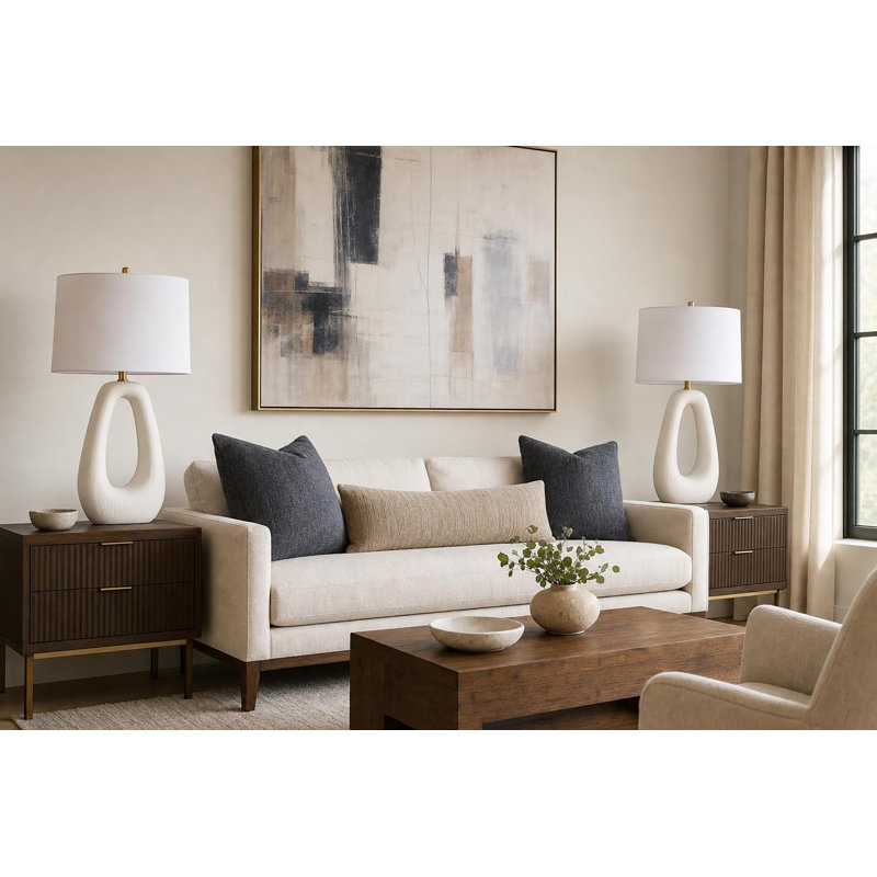 Lampe de table en céramique Serenity Loop - blanc texturé - ensemble de 2