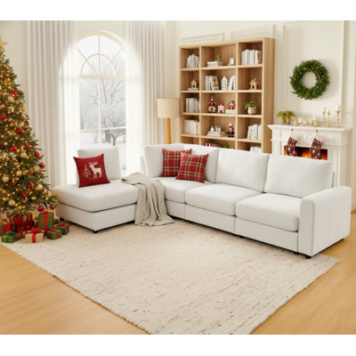 Daneka 100" L-Shaped Sectional Couch with Reversible Chaise, Modern Deep 3-Seater Corner Sofa, Comfy Chenille Cloud Couches