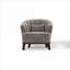 Fauteuil demi-tonneau de luxe rembourré en tissu doux gris doux pour le salon et la chambre à coucher