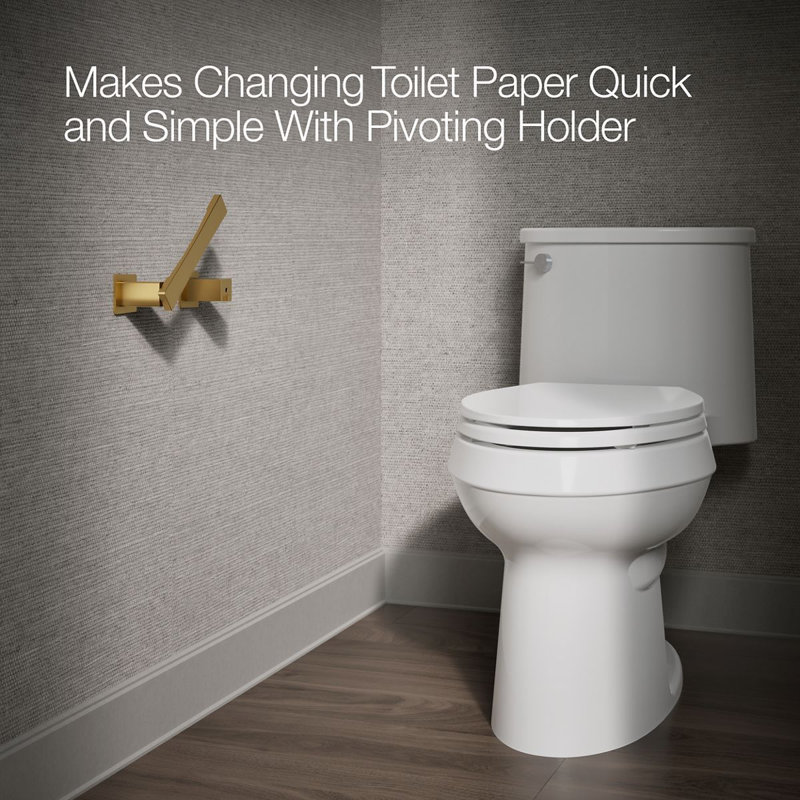Honesty Pivoting Toilet Paper Holder, Wall-Mount Bathroom Toilet Paper Holder, Vibrant Brushed Moderne Brass