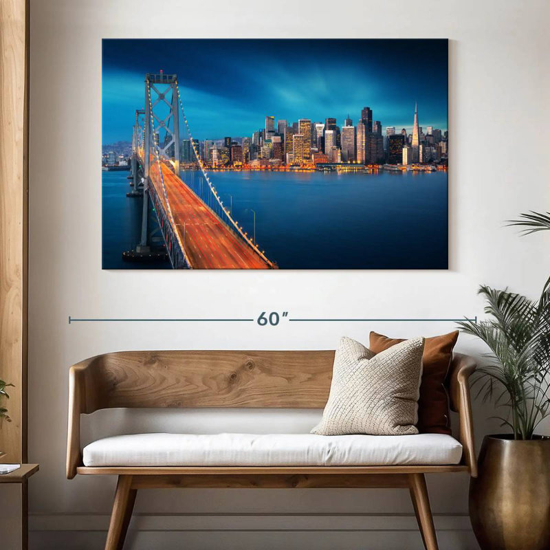 Lilie SF Bay Bridge Twilight Rush, H 34 po x l 51 po