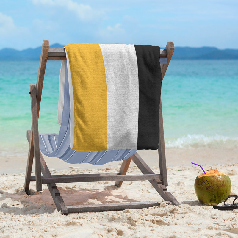Lightweight Beach Towel, Pittsburgh Gold/White/Black, Microfiber
