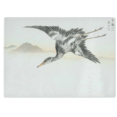 Tempered Glass Common Crane Chopping Board
