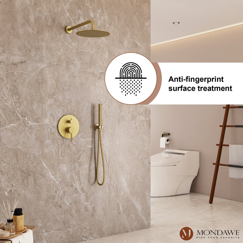 Brushed Gold Dual-Function Rain Shower System with Handheld