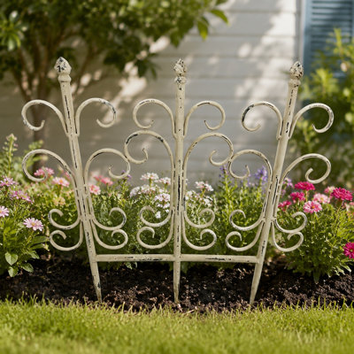 Panneau de clôture en treillis de jardin en fer blanc 4 pièces, support décoratif pour plantes d'extérieur et barrière pour animaux