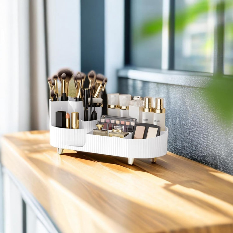 Organisateur de maquillage en plastique Zackarie, Blanc