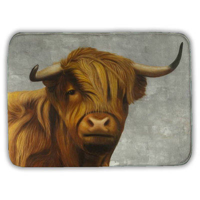 Highland cattle Bath Mat with Non-Slip Backing - Quick Dry Memory Foam Bathroom Rug - Absorbent - Modern Plush Spa-Style - Machine Washable