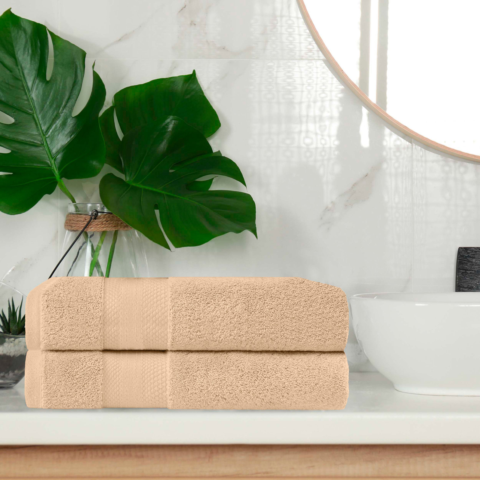 Finnian Ultra-Plush Heavyweight, 100% Turkish Towel Collection, Hazelnut, Bath Towels - 2 Pack