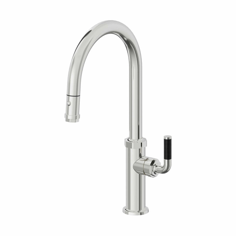 Descanso Kitchen Pull-Down Kitchen Faucet With Button Sprayer - High Arc Spout, Carbon