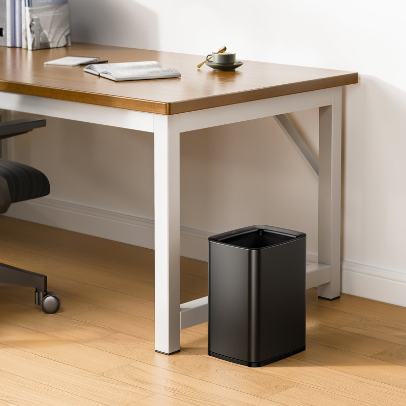 Poubelle à couvercle ouvert 2,6 gallons / 10 L EKO Laguna - Poubelle moderne en acier inoxydable mat avec panier intérieur amovible pour la salle de bain, la chambre à coucher et le bureau
