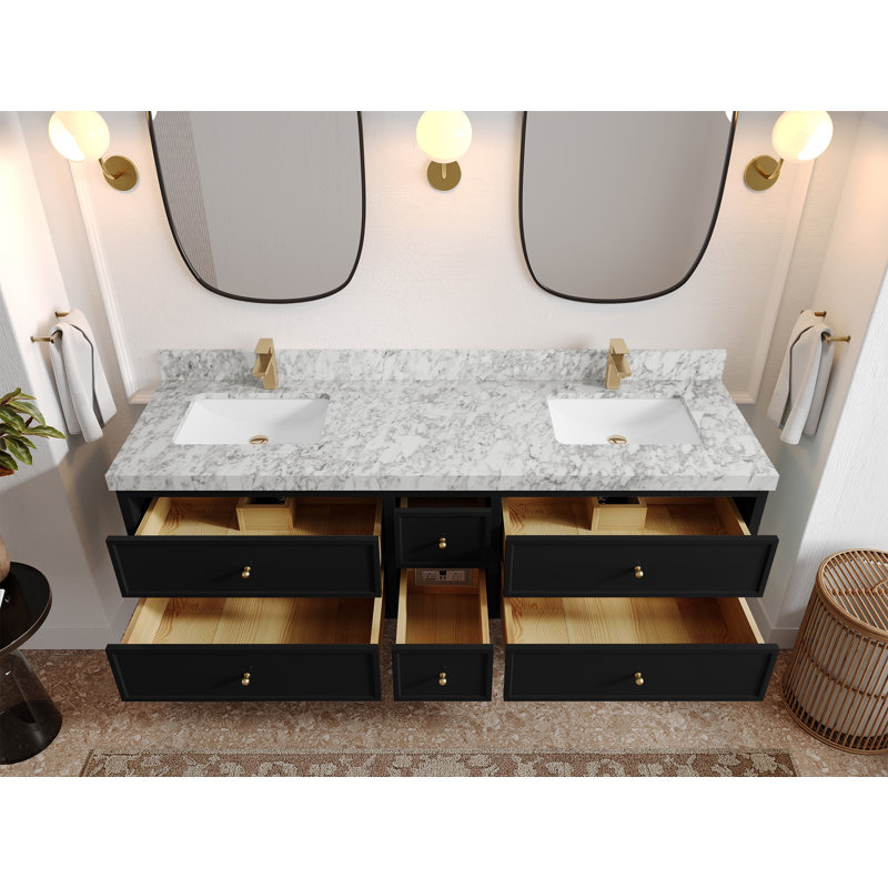 Meuble-lavabo double 72 po Roswell, Marbre de Carrare