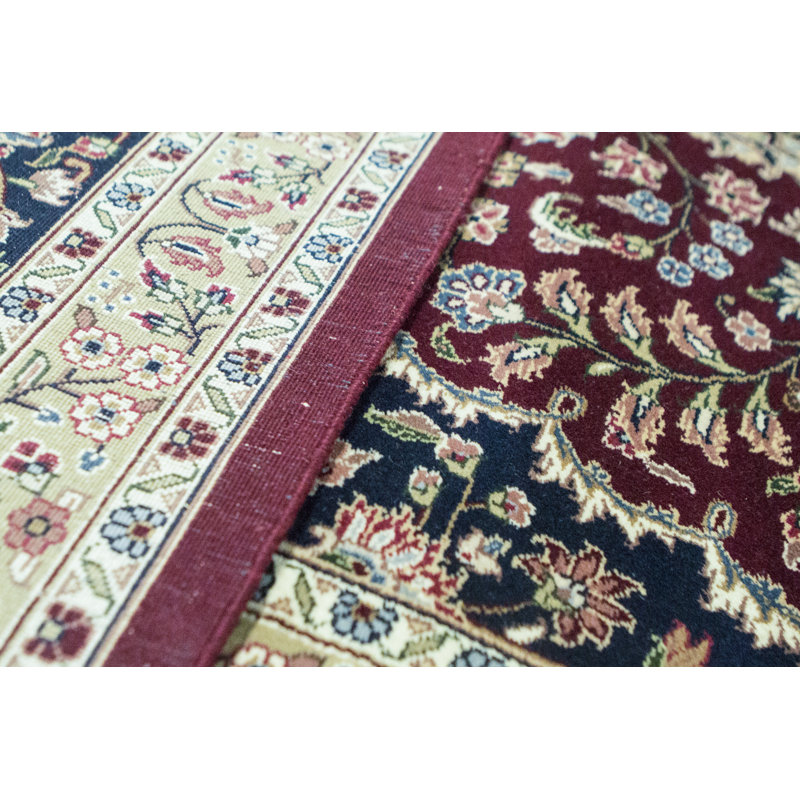Hand-Knotted High-Quality Wine and Navy Area Rug