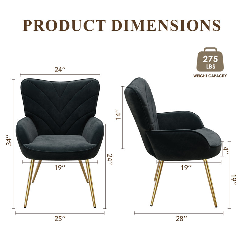Fauteuil à oreilles Modern Velvet, Noir