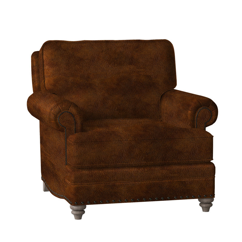 Carrado Leather Armchair, Outsider Raven Genuine Leather, Stone, Gunmetal