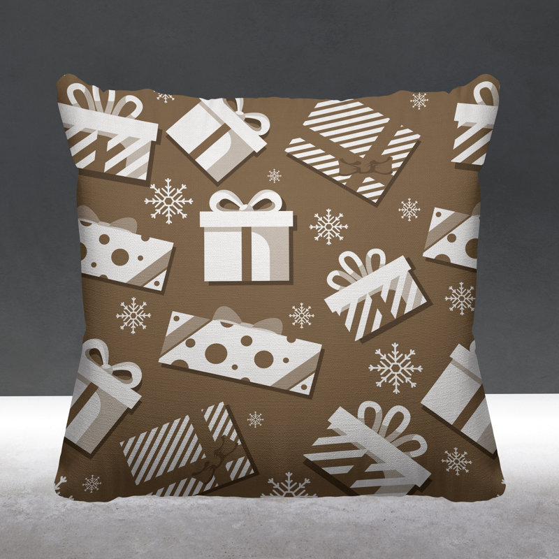Coussin intérieur / extérieur Christmas Gift, L 17 po x H 17 po, Beige