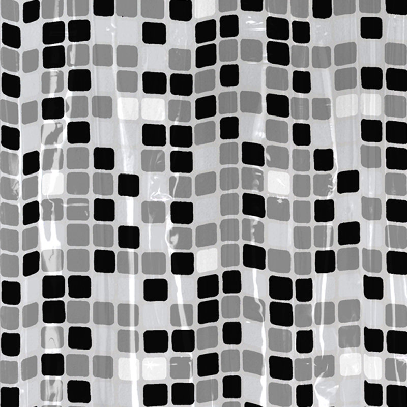 Roumfort Geometric PEVA Single Shower Curtain, Black