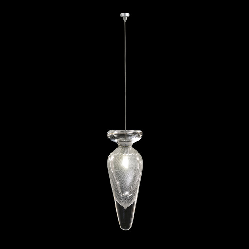 Luminaire suspendu rond de 4 po Essence, Transparent, Argent