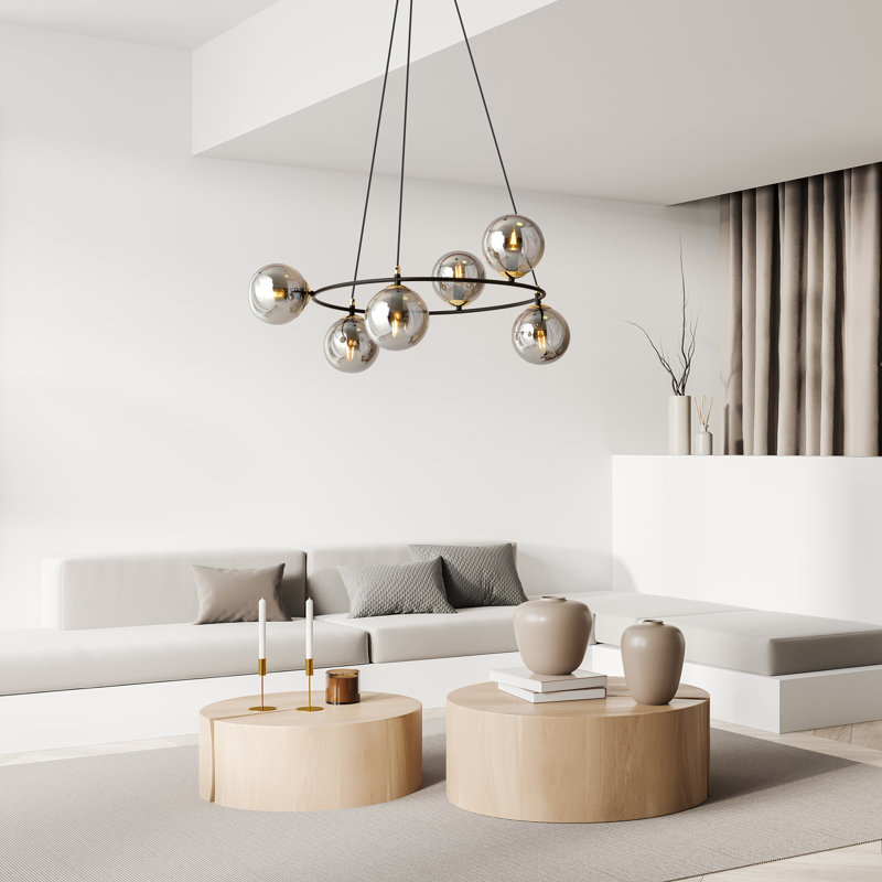 Odin 6 - Light Waggon Wheel Chandelier, Graphite