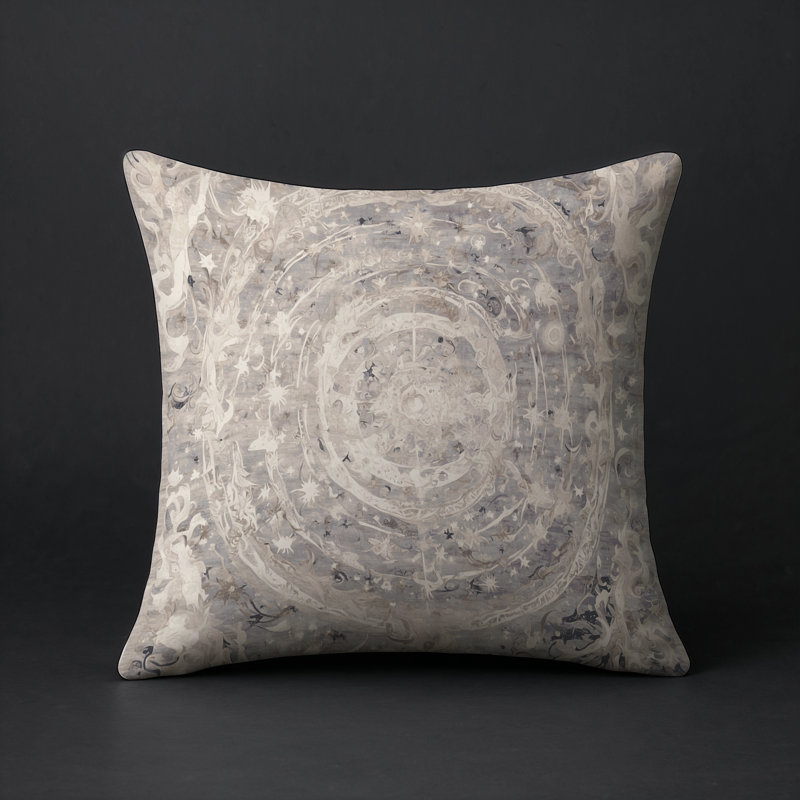 Coussin décoratif intérieur / extérieur gris Modern Modern, Carré 16 po, Gris / beige / gris clair abstrait 13
