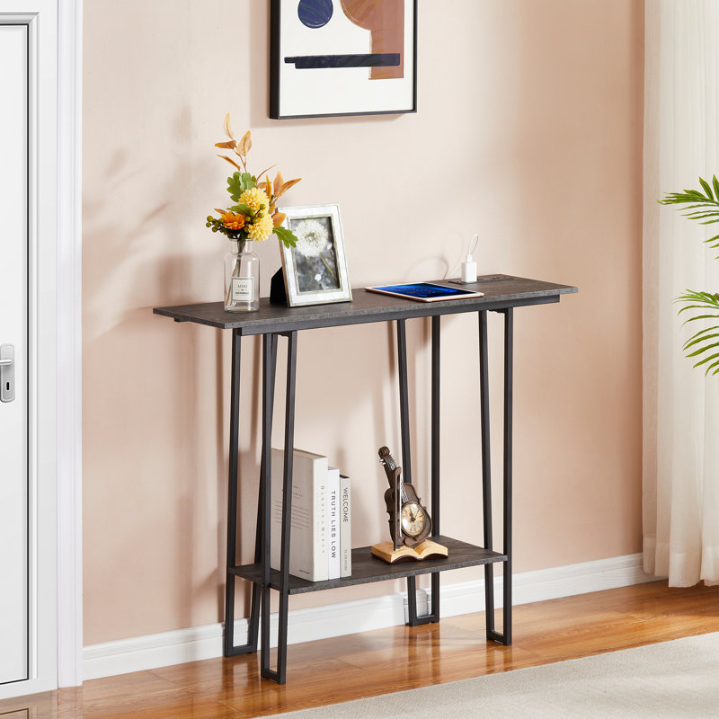 Pumphrey Unfinished TV Stand for TVs up to 43", 39.3" W, Charcoal Gray