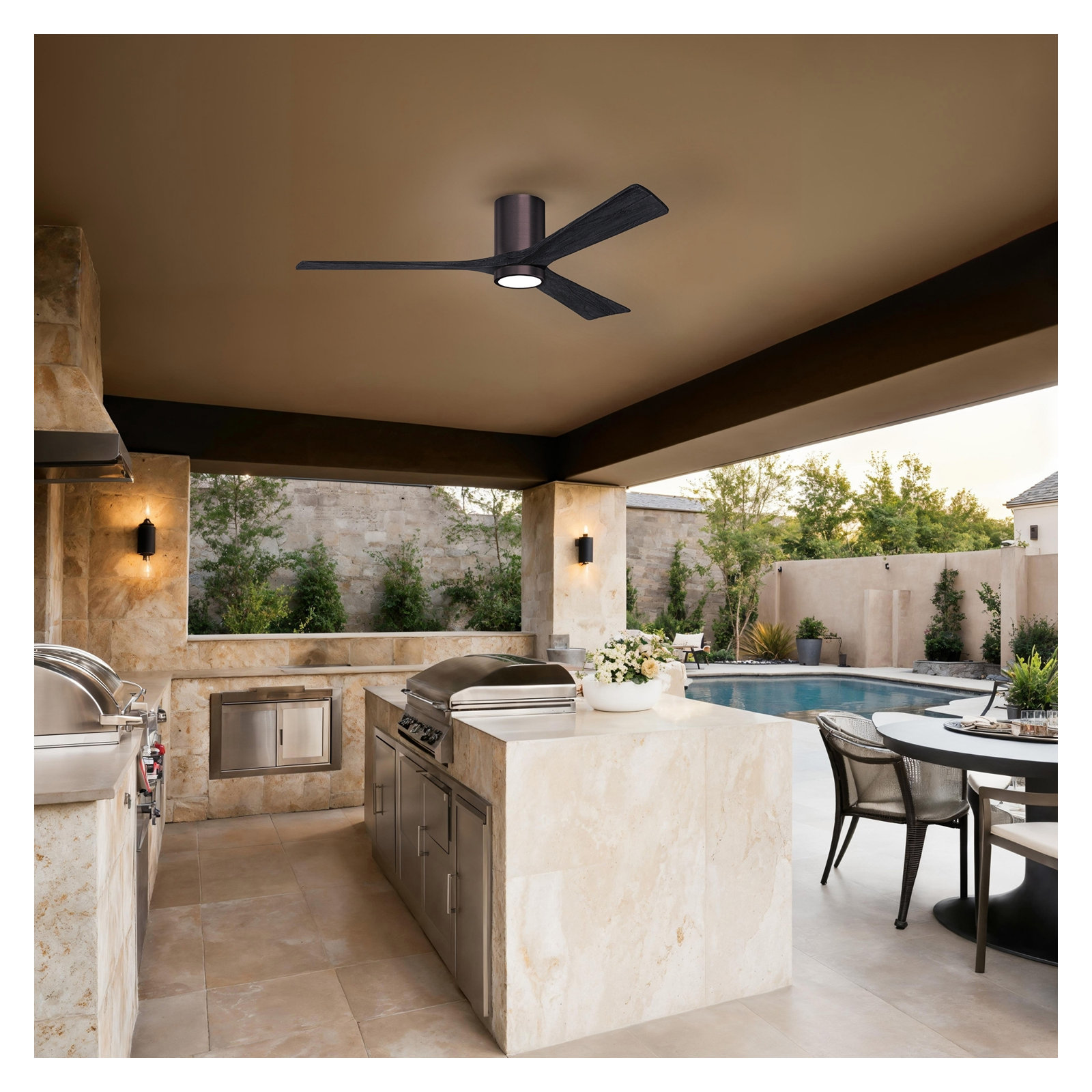 Olivier 3 Blade Ceiling Fan with LED Light Kit, Matte Black, Brushed Bronze, 60"