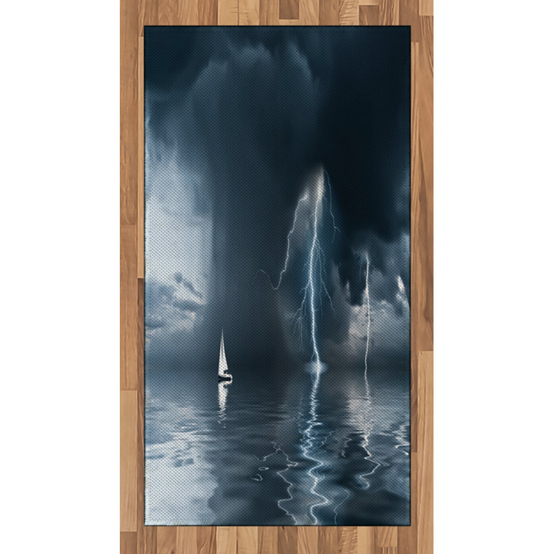 Sailboat High Density Long Fiber Poly Threads Decorative Area Rug Carpet, Rectangle 2'7" x 5'