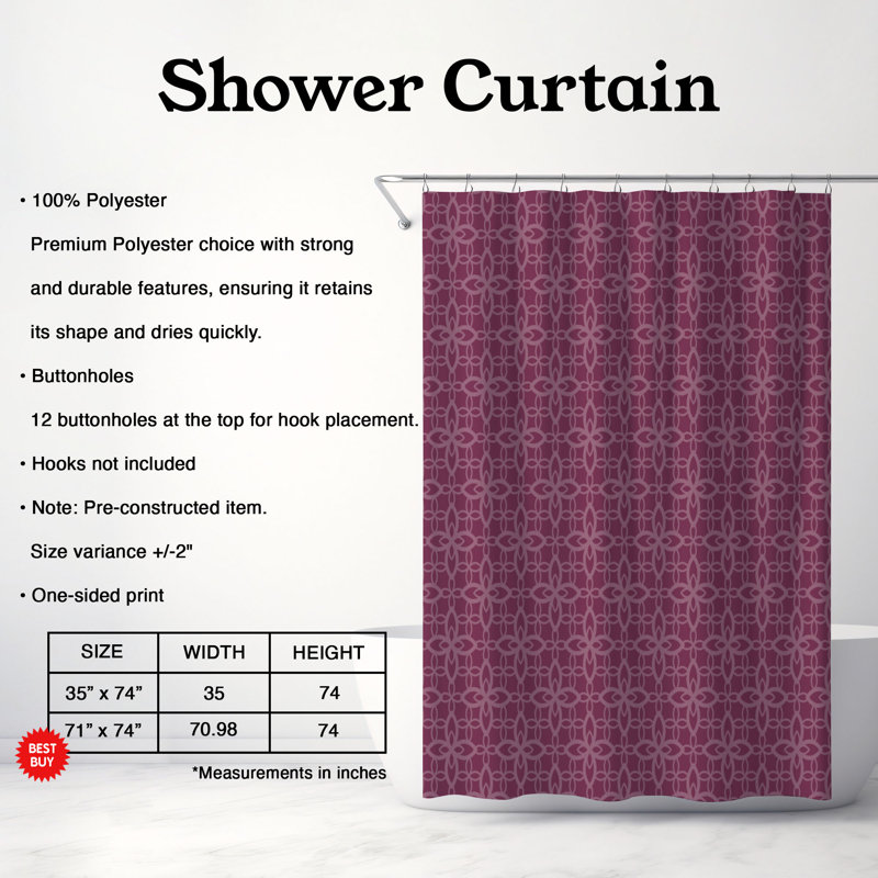 Rideau de douche 1 pièce Sparkle, Raisin, H 74 po x l 71 po