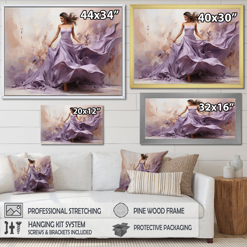 Danse de ballet en lilas II, Cadre doré simple, L 32 po x H 16 po x P 1 po