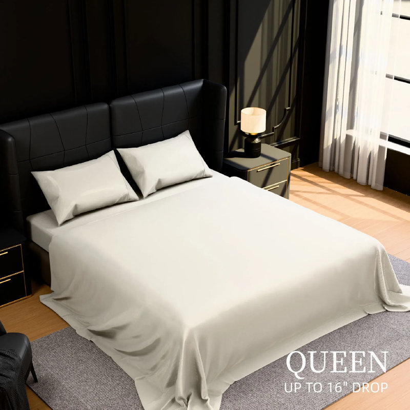 Ensemble de draps pour grand lit - literie en microfibre brossée 4 pièces - drap-housse à poches profondes, infroissable et résistant à la décoloration - facile d'entretien