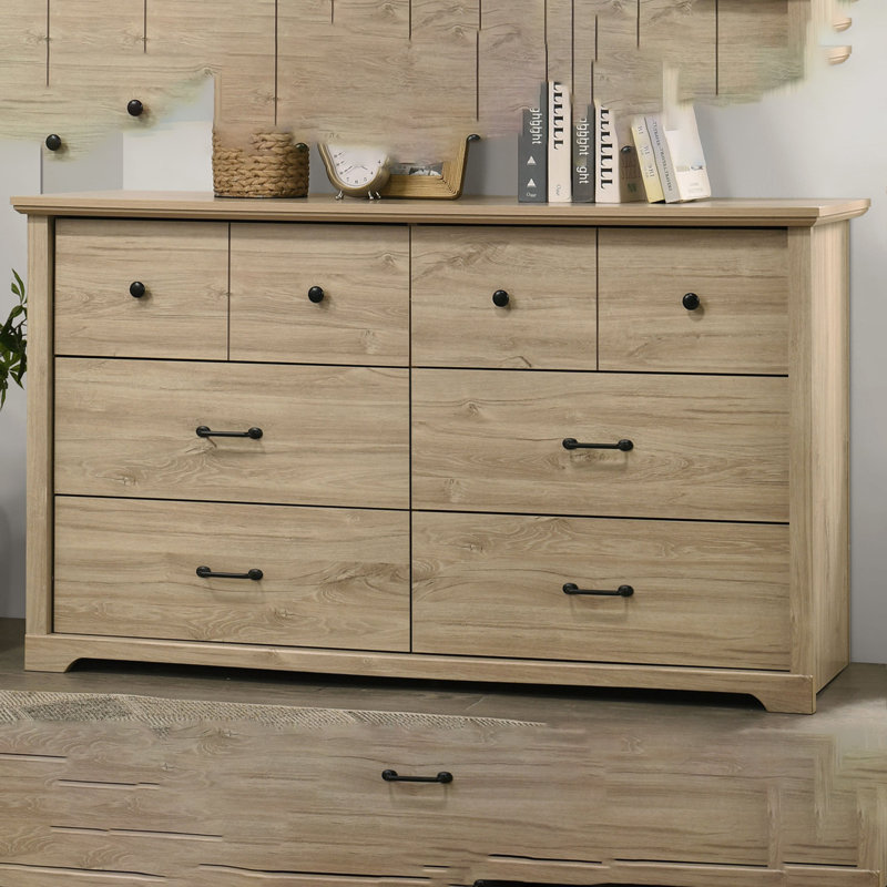 Commode 6 tiroirs l 57 po avec poignées noires