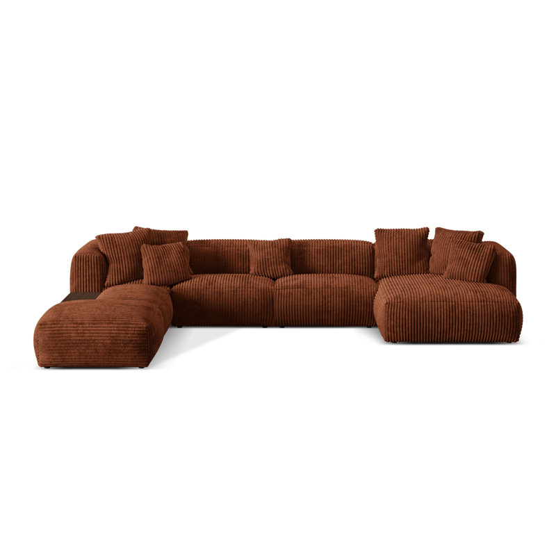Betsayda 5 Seater Corduroy Corner Sofa , Brick