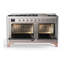 ILVE UM15FDQNS3BKCLP Majestic II 60 inch Dual Fuel Range with 9 Burners, Griddle (Liquid Propane, Solid Door, Glossy Black, Chrome)-1666292246-1666292252