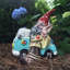 Ensemble de 2 statues de jardin Nowaday Gnome Hippie Janice «Chick» et Jerry «Peace Man»
