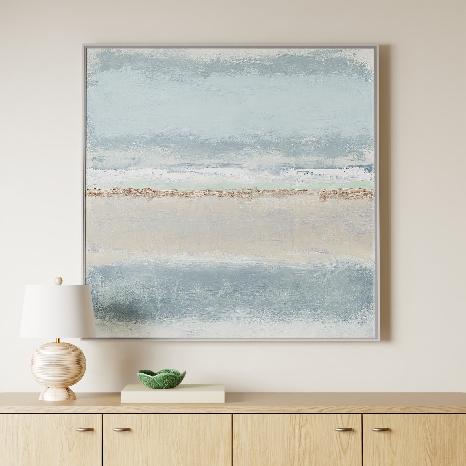 Dandelion "Serenity II" Painting by Filippo Ioco, 45" H x 45" W x 2" D, White