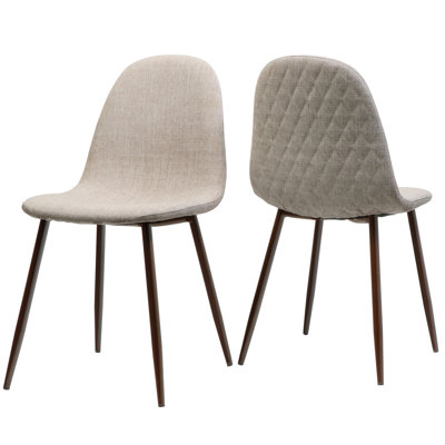 Deux chaises de salle à manger en tissu, pieds en fer avec finition en bois de noyer foncé, détails faits à la main, l 21,5 po x l 18 po x H 34,58 po, de 2 chaises 100% tissu, finition noyer, profondeur 21,5 po, largeur 18 po