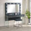Tabouret de coiffeuse contemporain gris foncé avec siège rembourré en mousse chic et beauté de chambre à coucher-407925083
