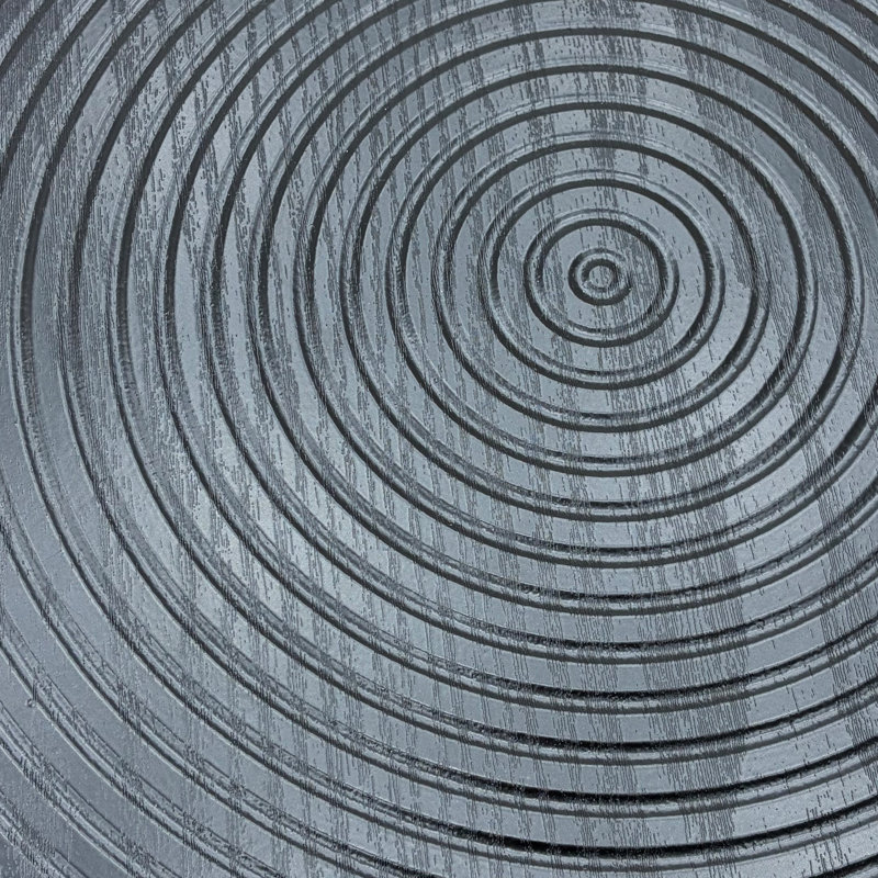 Ensemble de 2 petites tables d'appoint rondes à cercles concentriques en bois pour deux tables de chevet en métal à piédestal pour petits espaces (brun noyer et noir)