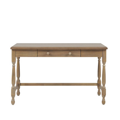 1 Drawer Solid Wood Desk With Reclaimed Natural Look And Functional Legs Metal Glide Stylish