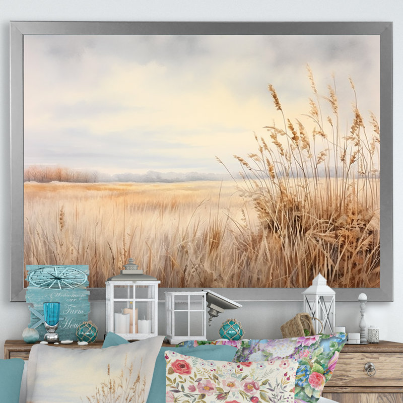Prairie Peacefulness Meadows II sur toile, Cadre simple argenté, H 34 po x l 44 po x P 1,5 po