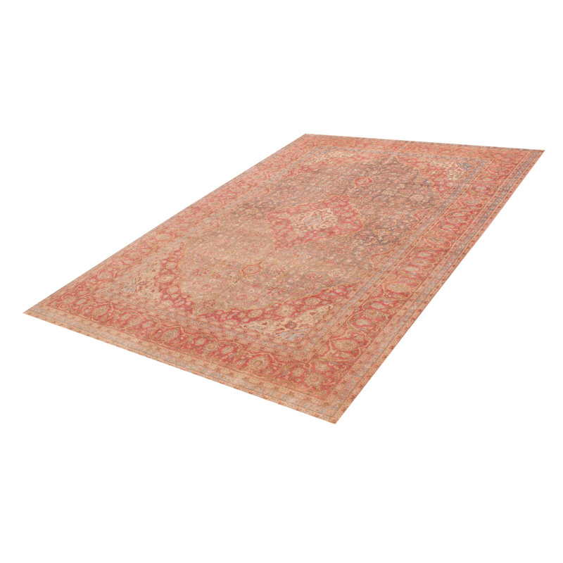 Tapis unique en laine gris rétro 9 pi 5 po x 13 pi 9 po Antalya