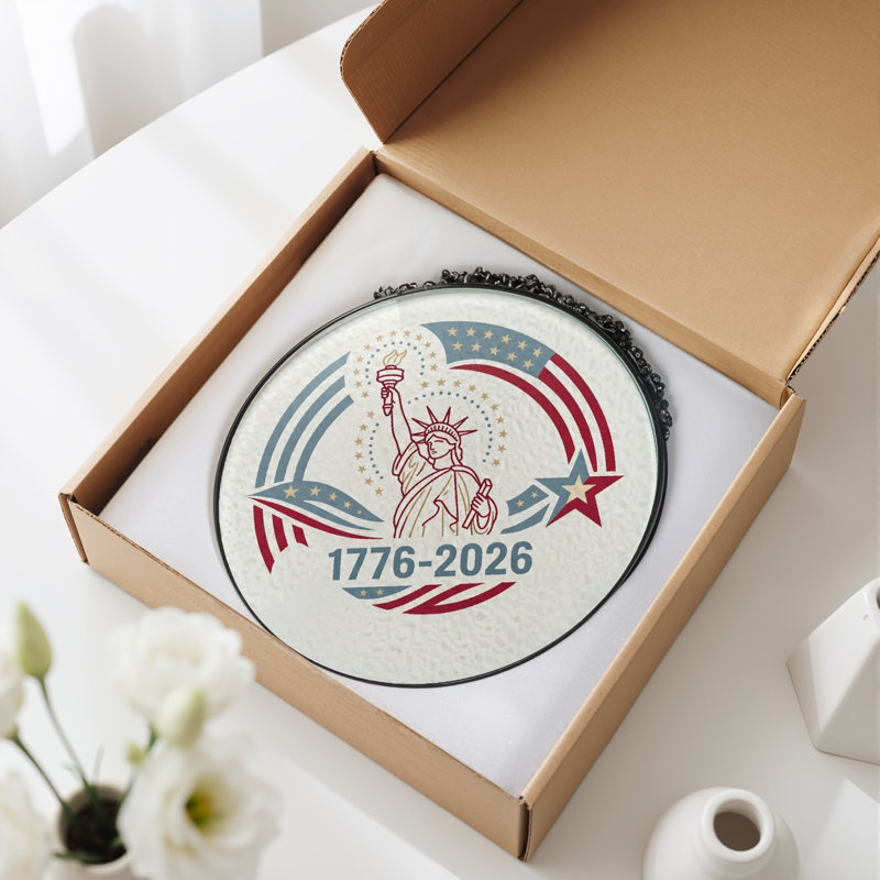 Panneau de fenêtre en verre pour décoration intérieure American Independance USA 250th Anniversary - H 12 po, H 12 po
