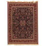 Hand Knotted Wool Oriental Area Rug in Navy And Red
