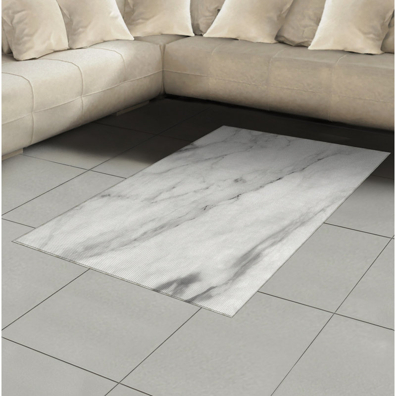 Tapis décoratif à longues fibres en polyester à haute densité de marbre, Rectangle— 4 pi x 5 pi 8 po