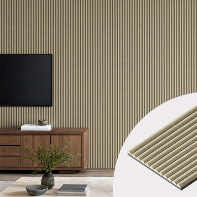 Fluted Acoustic Wall Panels - 6pcs x 94 in. x 5.9 in. 3D Semi-Circle Wood Shiplap Wall Panelling for Interior Accent Walls (total coverage 23.1 sq. ft./Set)