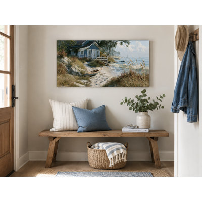 Seaside Cottage Wrapped Canvas Wall Art, 24" H x 48" W x 1.5" D