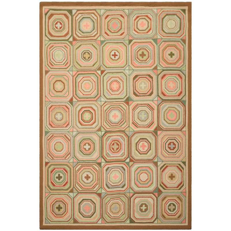 Tapis vert peluche bouclé 6 pi 1 po x 8 pi 5 po Art Deco
