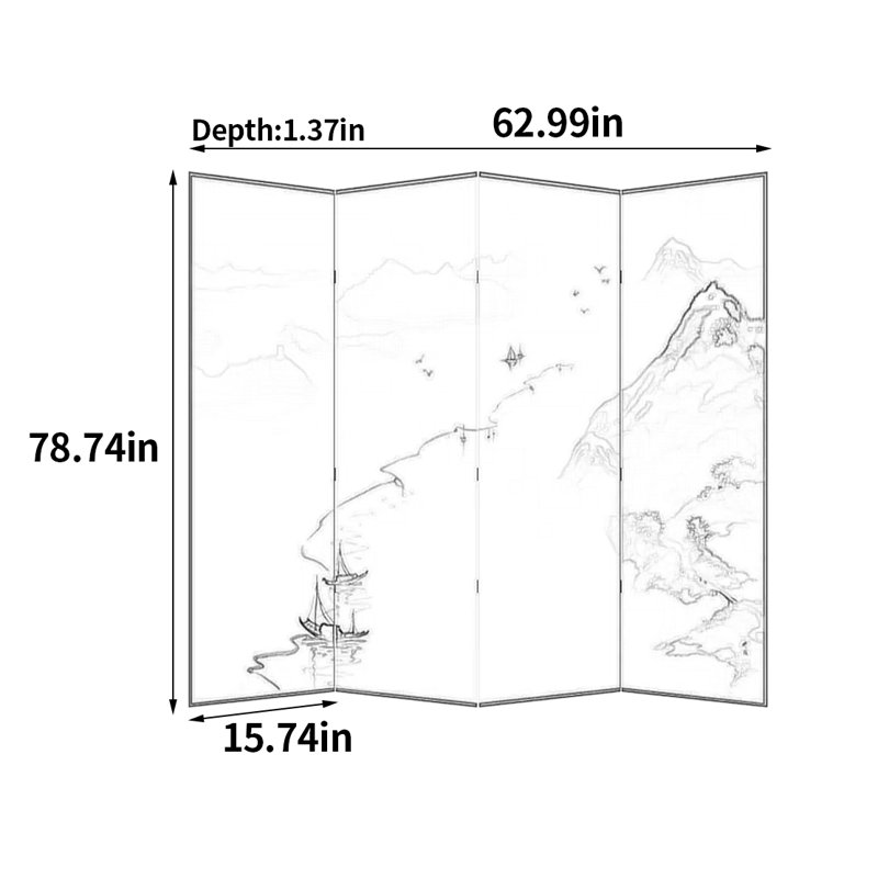Nouvel écran de cloison de style chinois, H 78,74 po x L 62,99 po